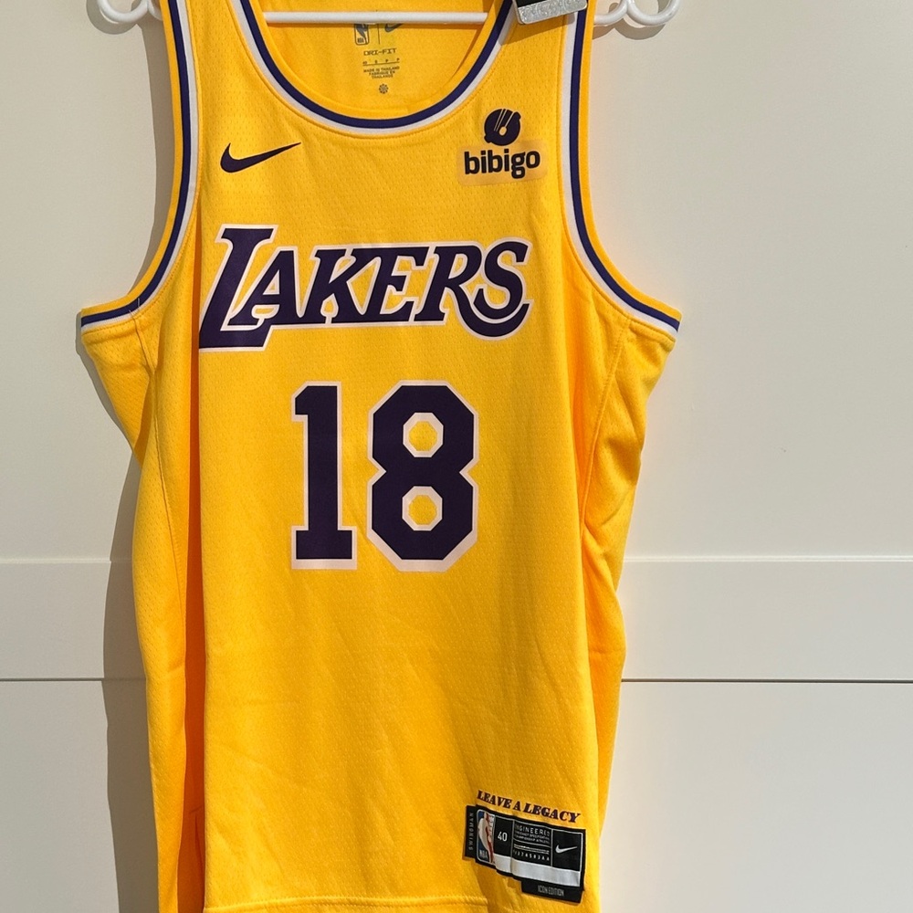 Nike Yellow and Purple Lakers Game Jersey
